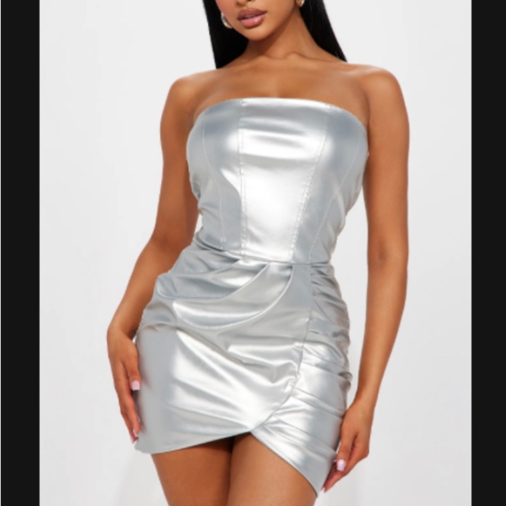 Fashion Nova Beyond The Sea Mini Dress - Silver